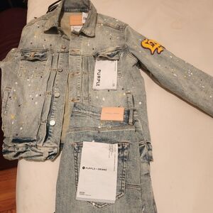 Purple label denim suit.